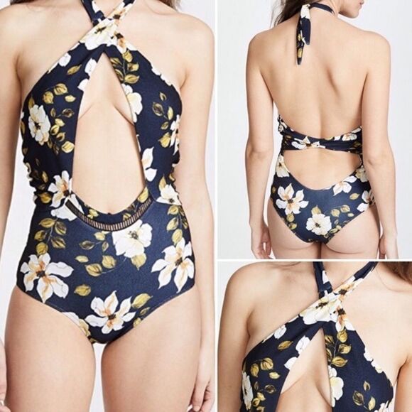 Beach Riot x Stone Cold Fox Paige Floral Print Cut Out Swimsuit Sz XS NWT - Picture 9 of 10